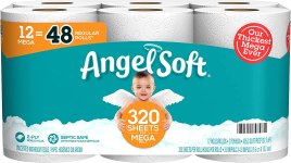 Angel Soft® Toilet Paper, 12 Mega Rolls = 48 Regular Rolls, 2-Ply Bath Tissue