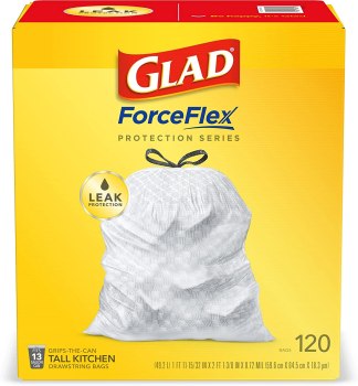 120 Glad ForceFlex Tall 13 Gallon Kitchen Drawstring Trash Bags Pay only $11.59