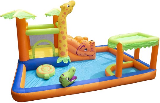 Inflatable Safari Splash Water Park, Length: 14 ft, Width: 12 ft 6 in, Height: 7 ft,