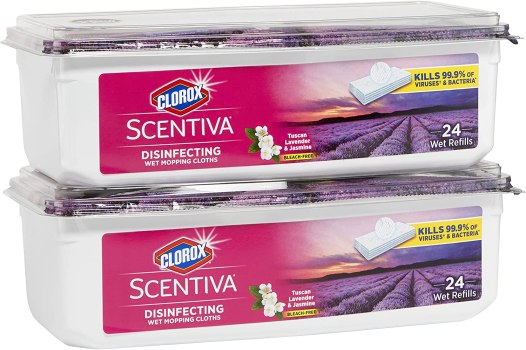 2 Pack! Clorox Scentiva Disinfecting Wet Mop Pad, Tuscan Lavender&Jasmine, 24 Ct