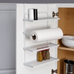 Honey Can Do Steel Spice Rack with Paper Towel Holder, White KCH-09418 White