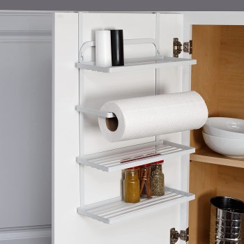 Honey Can Do Steel Spice Rack with Paper Towel Holder, White KCH-09418 White