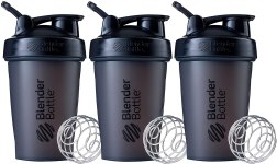 Blender Bottle BlenderBottle Classic Shaker Bottle Perfect for Protein Shakes and Pre Workout, 20-Ounce (3 Pack), Black