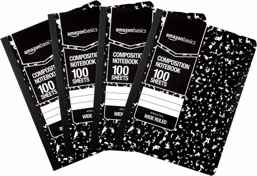 12-Pack! Amazon Basics Wide Ruled Composition Notebook, 100 Sheets.