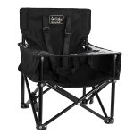 ciao! baby Pug Portable Booster Seat, Safe Feeding Chair with Safety Harness and Carry Bag for Children, Perfect for Kitchen, Dining Room, Restaurants, and More – Black