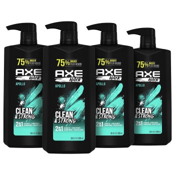 Run!! 4 Pack! AXE 2-in-1 Shampoo and Conditioner for Clean and Strong Hair, 28 oz