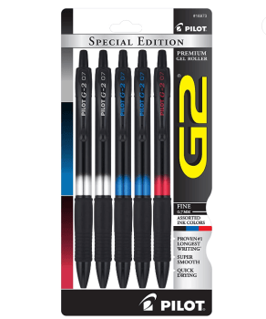 5-Pack! PILOT G2 Special Edition Premium Gel Ink Pen, Fine Point, Assorted Ink, (16973)
