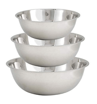 (Set of 3) Bowls Set Stainless Steel 13, 16, and 20 Quart Multi-Purpose Commercial