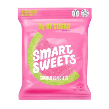 12 Pack For $12.86 SmartSweets NEW Sourmelon Bites, Candy with Low Sugar (3g), Low Calorie.