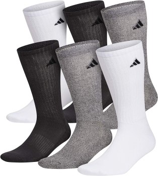 🔥 6-pairs of adidas mens Athletic Cushioned Crew Socks For $11 (usually $20)