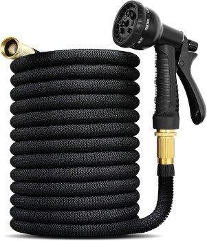 75FT Expandable Garden Hose with 8 Function Hose Nozzle For $19.99