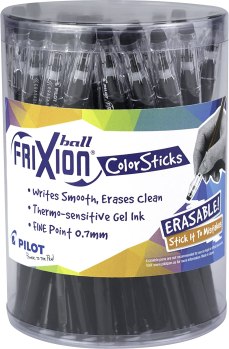 Pack of 36 For $22.70 (usually $40+) PILOT FriXion ColorSticks Erasable Gel Ink Stick Pens, Fine Point, Black Ink, (5798)
