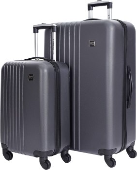 HOT!! $42.17 Travelers Club Cosmo Hardside Spinner Luggage, Charcoal Grey, 2-Piece Set (20/28)