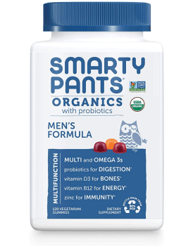 SmartyPants Organic Mens Multivitamins, Daily Gummy Vitamins: Probiotics, Vitamins C, D3, B12, Zinc & Omega 3