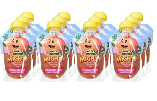 12 Pack For $6.50 (usually $16+) Mott’s Mighty Strawberry Peach Applesauce, 3.2 Oz Clear Pouches