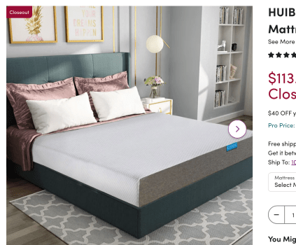 HUIBMCNSPDK INC Plush Memory Foam Mattres – Size: KING! For $114 @ Wayfair