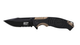 $11.64 Smith & Wesson M&P SWMP13BS 8.2in High Carbon S.S. Folding Knife with 3.5in Serrated Clip Point Blade and Aluminum Handle for Tactical, Survival and EDC