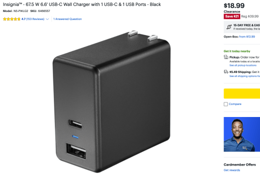 60 W USB-C port with Power Delivery 3.0 and a 7.5 W USB