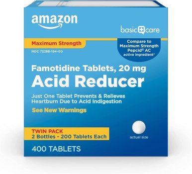 Maximum Strength Famotidine Tablets 20 mg, Acid Reducer for Heartburn Relief, 400 Count For $8