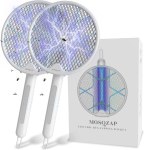 2 Pack, Foldable Bug Zapper Racket USB Rechargeable Fly Zapper Mosquito For $28