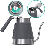 52 oz Coffee Gator Gooseneck Kettle with Thermometer – Pour Over Coffee Kettle for All Stovetops w/ Precision Drip Spout For $17.43