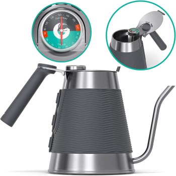 52 oz Coffee Gator Gooseneck Kettle with Thermometer – Pour Over Coffee Kettle for All Stovetops w/ Precision Drip Spout For $17.43