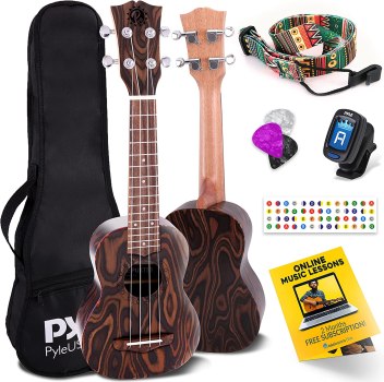 Pyle Mahogany, 4-String Learn to Play Kit-Solid Wood Soprano Ukulele For $30 (usually sells for around $90)