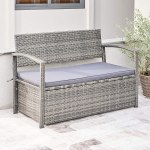 WOW! $96 All-Weather Resin Wicker Lounge Patio Sofa Storage Bench in Grey with Cushion, Gray