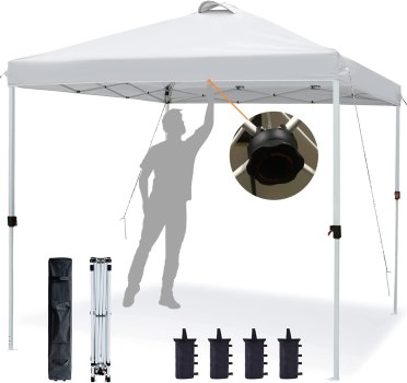 Run!! 10’x10′ Pop Up Canopy with Adjustable Leg Heights For $63