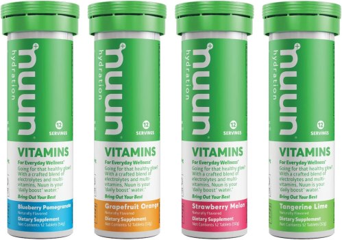 Lowest price ever! 4 Pack For $8.19 Nuun Vitamins: Vitamins + Electrolyte Drink Tablets, Mixed Fruit Pack, 4 Tubes (48 Servings)
