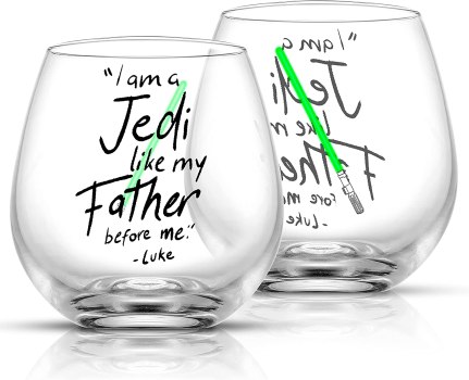 🔥 Star Wars 🔥 Luke Skywalker Lightsaber Stemless Drinking Glass – 15 oz – Set of 2 For $9.95