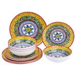 Melamine Dinnerware Set, Service for 4, Traditional Decorated – Set of 12 For $14.99 + more