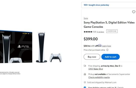 SOLD OUT NOW!!! Run!!! Back in Stock!  PlayStation 5, Digital Edition Video Game Console For $399
