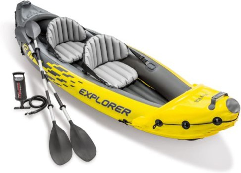 Super HOT! $69.99 down from $150 Explorer K2 Kayak, 2-Person Inflatable Kayak Set with Aluminum Oars, Manual and Electric Pumps…
