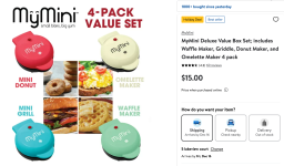 Price Mistake? 4 Pack! Waffle, Donut, Griddle, and Omelette Maker For $15