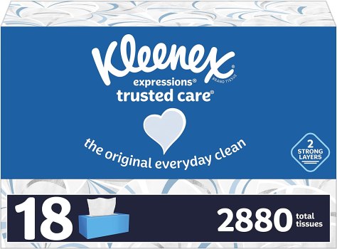 18 Boxes of Kleenex Expressions Trusted Care Facial Tissues For $20.57