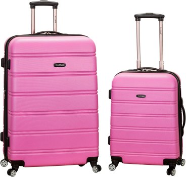 GO FAST!  2 Piece Rockland Melbourne Hardside Expandable Spinner Set for ONLY $69.99! (Pink)