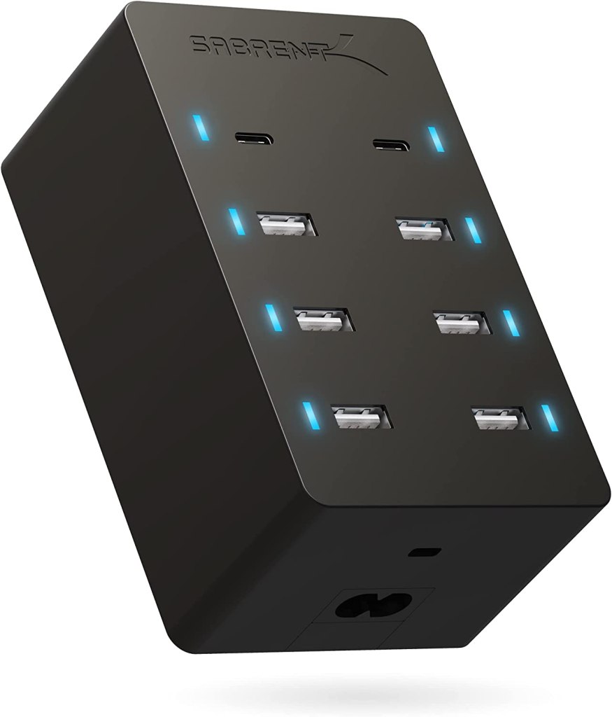 Stand-alone charger. It does not require a computer to work, only electricity. Includes a flush mounting bracket. 6 USB Ports providing up to 15W per port, with a shared total maximum of 50W. 2 PD ports providing up to 28W per port, with a shared total of maximum of 50W. AC 100-24OV input voltage is ideal for international travel. PD 3.0 ports can provide: 5V/3A, 9V/3A, 12V/2.5A, 15V/2A, 20V 1.5A (shared maximum 50W).