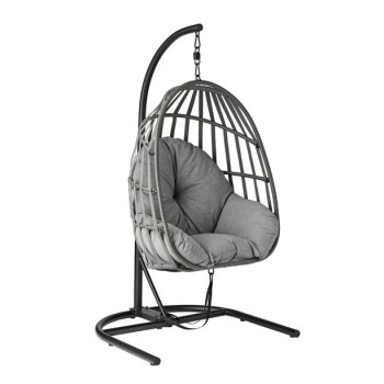 Mainstays Wicker Outdoor Patio Hanging Egg Chair with Olefin Cushion and Metal Stand For $147 Shipped From Walmart