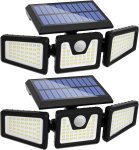 INCX Solar Outdoor Lights with Motion Sensor, 3 Heads Security Lights Solar Powered, 118 LED Flood Light Motion Detected Spotlight for Garage Yard Entryways Patio, IP65 Waterproof 2 Pack – $19.87