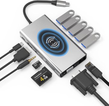 13-in-1 Docking Station, Multiport Adapter USB C Hub for Lenovo/HP/Dell/MacBook