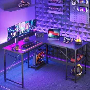 This L-shaped gaming desk is on sale plus an extra coupon to clip, final price $84.99 !!