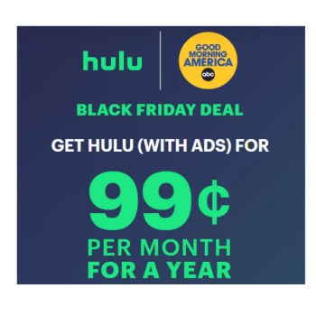 1-Year of Hulu With Ads Subscription For ONLY $0.99 Per Month!  – 88% OFF!