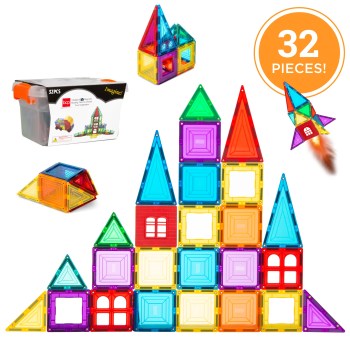 Best Choice Products 32-Piece Kids Magnetic Tiles Set – Multicolor