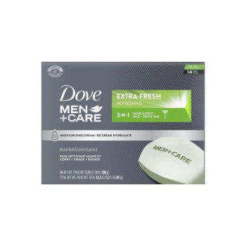 14 Dove Men + Care, Sensitive Skin, Cool Moisture And Original Cleanser Bars For $8.72