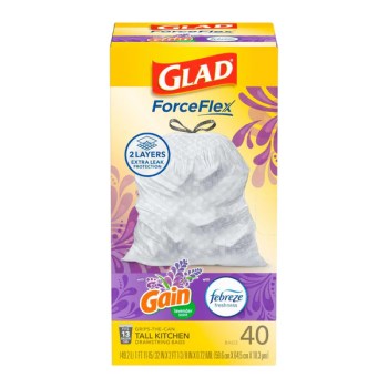 40 Glad ForceFlex Tall 13 Gallon Kitchen Drawstring Garbage Bags With Febreze And A $5 Amazon Credit For 8.52 Shipped From Amazon