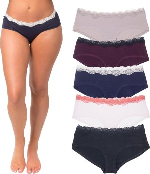5 Pack Emprella Womens No Show Cheeky Cotton Underwear (Solid Bliss, Select Sizes) $10