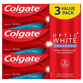 GO FAST! LOWEST EVER! 3-Pack Colgate Optic White Advanced Toothpaste For ONLY $4.53!