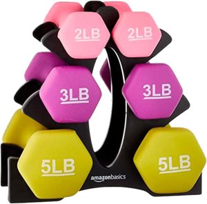 Amazon Basics Neoprene Coated Hexagon Workout Dumbbell Hand Weight Set: $20.39