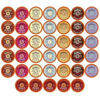 Donut Stop Flavored Coffee Pods, Compatible with 2.0 K-Cup Brewers, Donut Flavor Coffees, Assorted Variety Pack, 40 Count